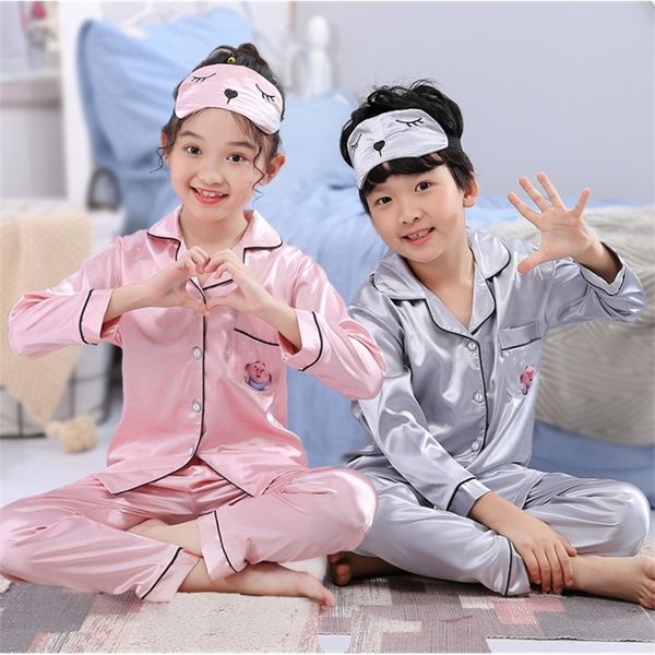 long sleeve silk pajamas for girls boys autumn nightwear set satin pijama mujeer pyjamas sleepwear suit 4 6 8 10 12 years old 201104, Blue;red
long sleeve silk pajamas for girls boys autumn nightwear set satin pijama mujeer pyjamas sleepwear suit 4 6 8 10 12 years old 201104, Blue;red