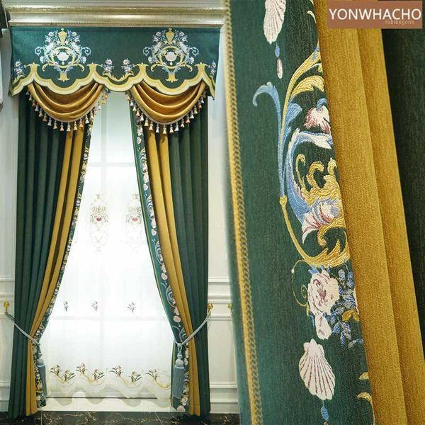 curtain & drapes custom curtains american high-grade chenille seamless stitching green cloth blackout valance tulle panel c1211
curtain & drapes custom curtains american high-grade chenille seamless stitching green cloth blackout valance tulle panel c1211