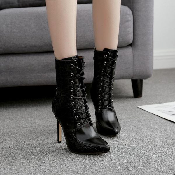 plus size women's casual party banquet dresses high heel boots lace-up black pointed toe ankle boot ladies shoes bota mujer
plus size women's casual party banquet dresses high heel boots lace-up black pointed toe ankle boot ladies shoes bota mujer
