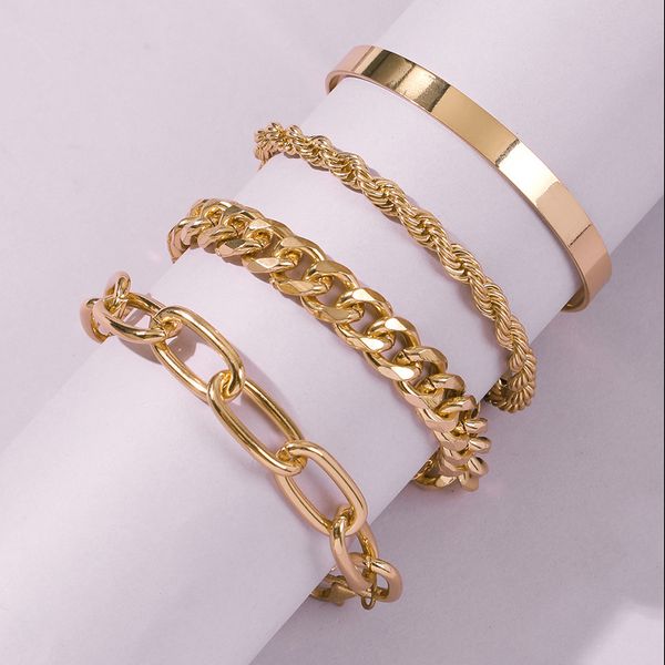 european and american exaggerated bracelet fashionable all-match gold alloy geometric circle chain bracelet 4-piece suit for women, Black
european and american exaggerated bracelet fashionable all-match gold alloy geometric circle chain bracelet 4-piece suit for women, Black