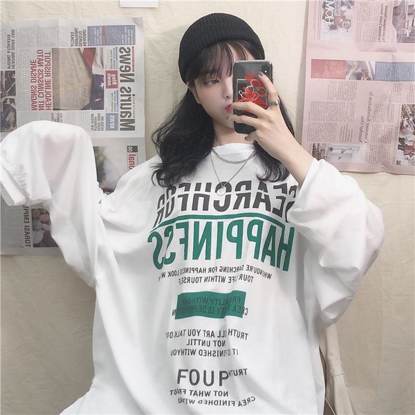 new korean oversize large loose letter printed t-shirt crew neck long sleeve t-shirt fashion for women in early autumn 2020 imy1z, White
new korean oversize large loose letter printed t-shirt crew neck long sleeve t-shirt fashion for women in early autumn 2020 imy1z, White