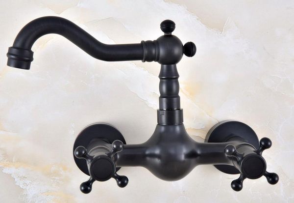 black oil rubbed bronze bathroom kitchen sink faucet mixer tap swivel spout wall mounted two handles mnf847
black oil rubbed bronze bathroom kitchen sink faucet mixer tap swivel spout wall mounted two handles mnf847