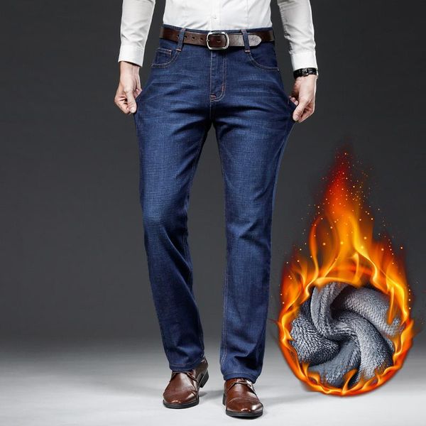 men's jeans quanbo men' fleece lined winter slim fit straight business casual thicken warm stretch denim pants, Blue
men's jeans quanbo men' fleece lined winter slim fit straight business casual thicken warm stretch denim pants, Blue