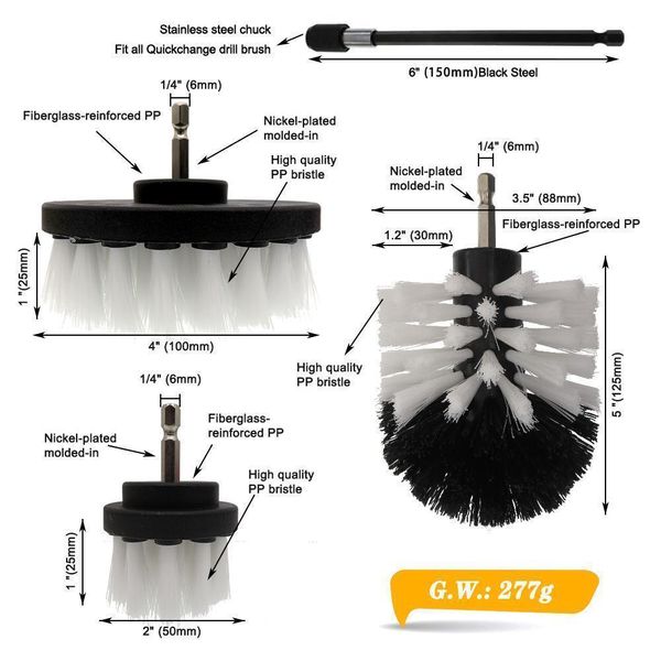 4pcs/set drill power scrub clean brush electric drill brush kit with extension for cleaning car, seat, carpet, upholstery q wmtbhn
4pcs/set drill power scrub clean brush electric drill brush kit with extension for cleaning car, seat, carpet, upholstery q wmtbhn