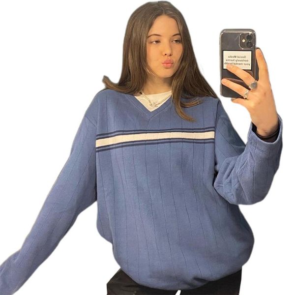 oversized sweater fashion striped decor v neck long sleeve pullover streetwear women casaul loose sweater 2020 autumn, White;black
oversized sweater fashion striped decor v neck long sleeve pullover streetwear women casaul loose sweater 2020 autumn, White;black