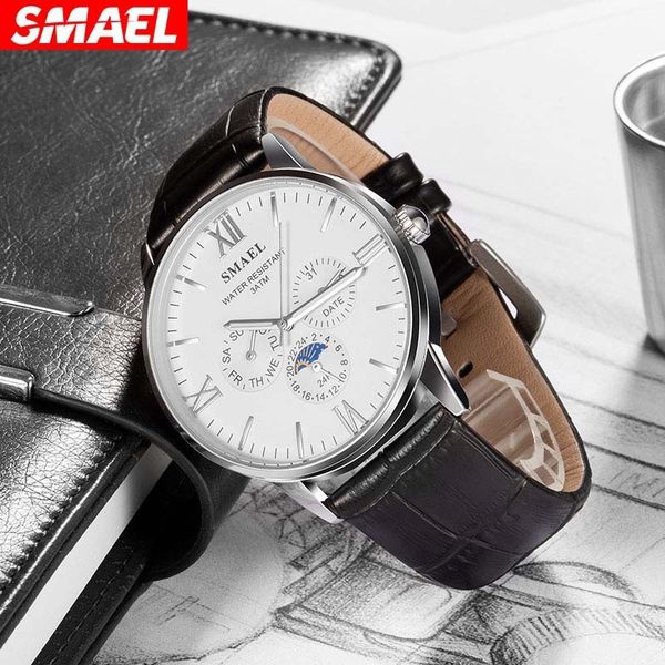 smael new business men's watch versatile quartz watch leather waterproof men's watch, Slivery;brown
smael new business men's watch versatile quartz watch leather waterproof men's watch, Slivery;brown