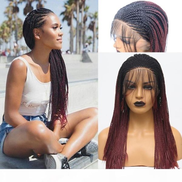 two tone ombre burgundy braided wig heat resistant fiber hair long box braids synthetic lace wigs for women, Black
two tone ombre burgundy braided wig heat resistant fiber hair long box braids synthetic lace wigs for women, Black