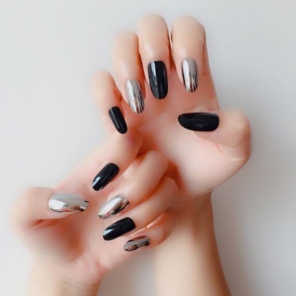 false nails 24pcs/set punk style metallic black fake metal plating acrylic short reflective mirror press on nail art tips, Red;gold
false nails 24pcs/set punk style metallic black fake metal plating acrylic short reflective mirror press on nail art tips, Red;gold