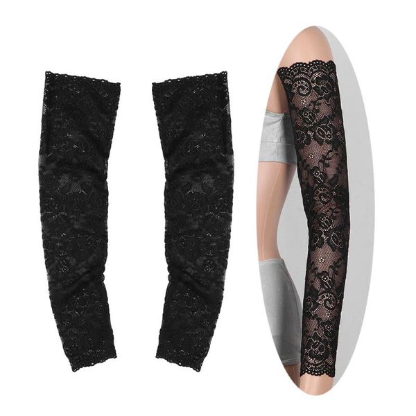 women summer elegant lace floral fingerless long gloves sun uv protection breathable arm fake sleeves mittens ladies accessories, Blue;gray
women summer elegant lace floral fingerless long gloves sun uv protection breathable arm fake sleeves mittens ladies accessories, Blue;gray