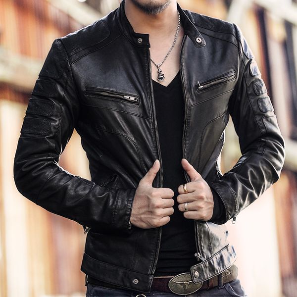 2021 the new men's genuine jacket sheep's motorcycle leather from winter fashion fashion slim nz0c, Black
2021 the new men's genuine jacket sheep's motorcycle leather from winter fashion fashion slim nz0c, Black