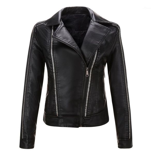 new autumn women leather jacket casual v neck slim leather jacket women fashion urban leisure rivet pu zipper1, Black
new autumn women leather jacket casual v neck slim leather jacket women fashion urban leisure rivet pu zipper1, Black