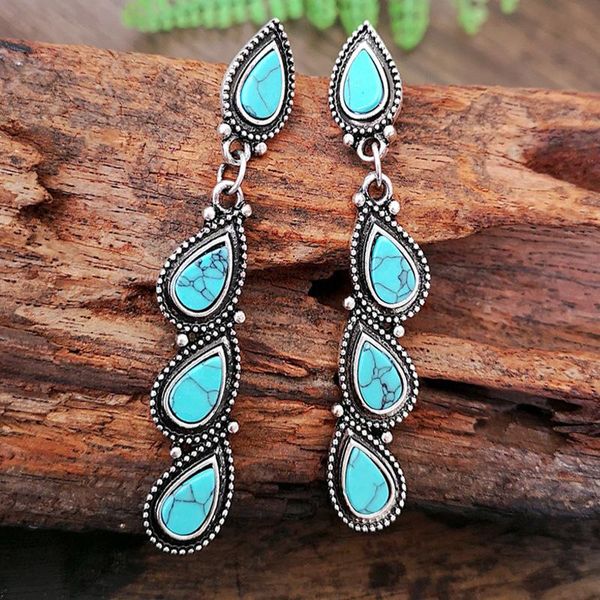 Vintage Water Drop Blue Stone Long Dangle Earrings for Women Antique Silver Color Bohemian Jewelry Tibetan Turquoises Earring
Vintage Water Drop Blue Stone Long Dangle Earrings for Women Antique Silver Color Bohemian Jewelry Tibetan Turquoises Earring
