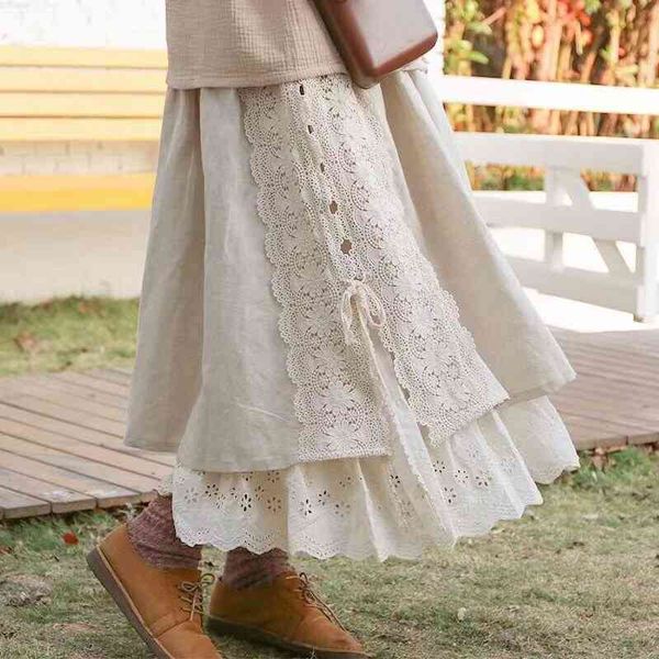 skirts autumn winter retro lace splicing cotton linen skirt women japan style sweet elastic waist casual x0fh, Black
skirts autumn winter retro lace splicing cotton linen skirt women japan style sweet elastic waist casual x0fh, Black