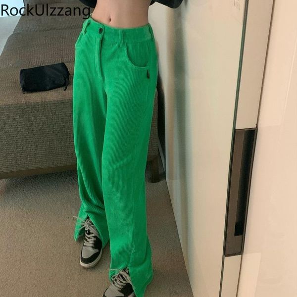 corduroy green black solid women korean high waist straight leg loose side zipper split long pant slim vintage fashion simple, Black;white
corduroy green black solid women korean high waist straight leg loose side zipper split long pant slim vintage fashion simple, Black;white