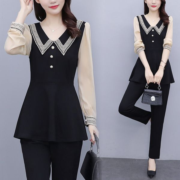 women's fashions blazer suits with peter pan collar pants two pieces pantalon conbinaison femme clothes b9z1, White;black
women's fashions blazer suits with peter pan collar pants two pieces pantalon conbinaison femme clothes b9z1, White;black