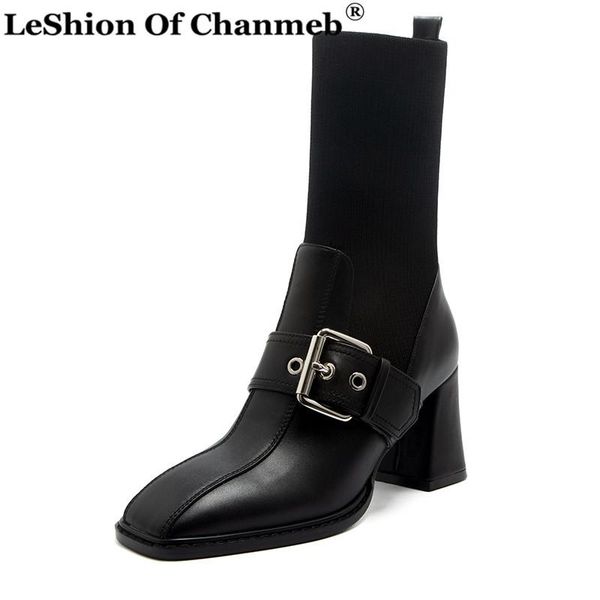 natural genuine leather boots for women nude black square toe chunky heel metal buckle sock boots ladies stretch booties woman
natural genuine leather boots for women nude black square toe chunky heel metal buckle sock boots ladies stretch booties woman