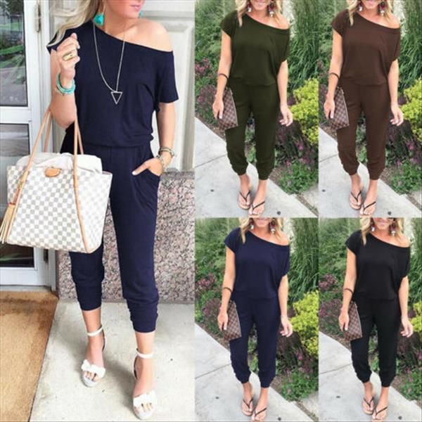 hirigin women's new shoulder angle short sleeve solid jumpsuit long pant casual leg trouser drop shipping, Black;white
hirigin women's new shoulder angle short sleeve solid jumpsuit long pant casual leg trouser drop shipping, Black;white