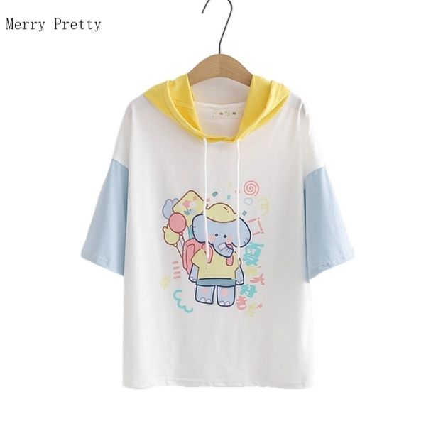 women short sleeve hoodies and sweatshirts cartoon print patchwork hooded pullover femme casual loose drawstring tracksuits y200915, Black
women short sleeve hoodies and sweatshirts cartoon print patchwork hooded pullover femme casual loose drawstring tracksuits y200915, Black