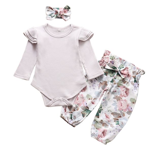 fashion newborn infant clothing solid color baby girl clothes set ruffle romper floral pants headband autumn outfits lj201221, White
fashion newborn infant clothing solid color baby girl clothes set ruffle romper floral pants headband autumn outfits lj201221, White