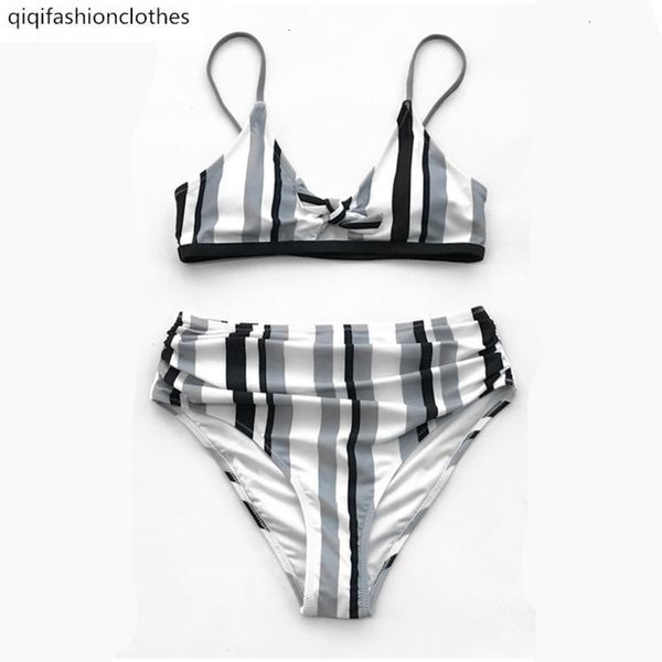 2020 single striped high waist split triangle bikini swimsuit for women, White;black
2020 single striped high waist split triangle bikini swimsuit for women, White;black