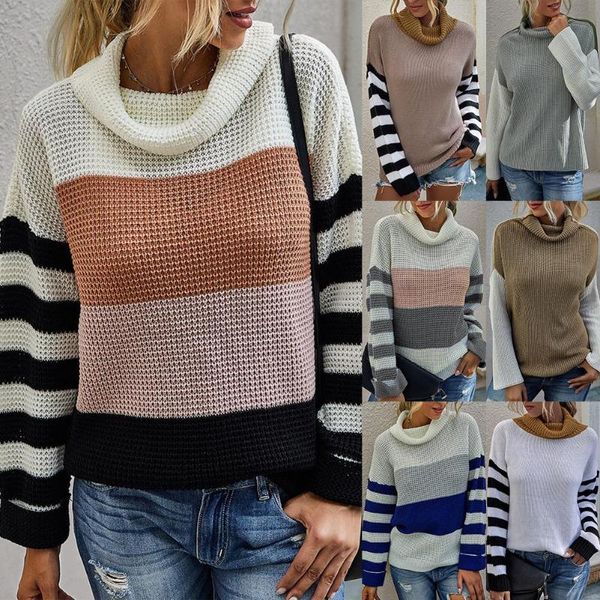 women autumn winter cowl neck sweater long sleeve color block pullover jumpers, White;black
women autumn winter cowl neck sweater long sleeve color block pullover jumpers, White;black