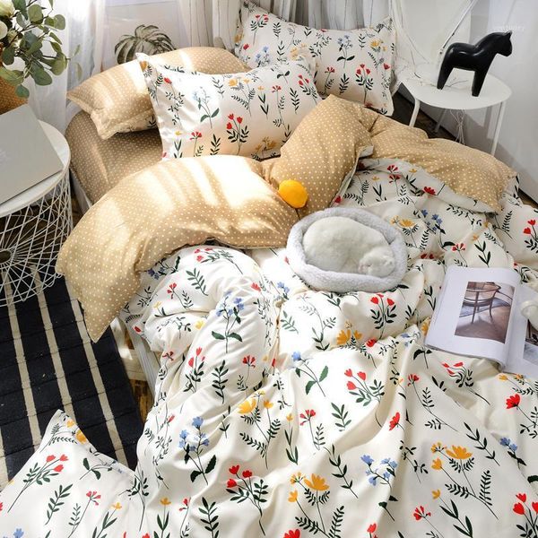 white blue flower bedding set universe pattern bed sheet cartoon duvet cover quilt cover full twin king size1