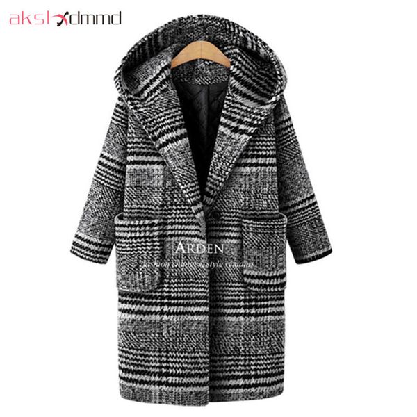 akslxdmmd plus size women's coat parkas new winter loose wool jacket plaid hooded woolen coat thick padded overcoat lj201110, Black
akslxdmmd plus size women's coat parkas new winter loose wool jacket plaid hooded woolen coat thick padded overcoat lj201110, Black
