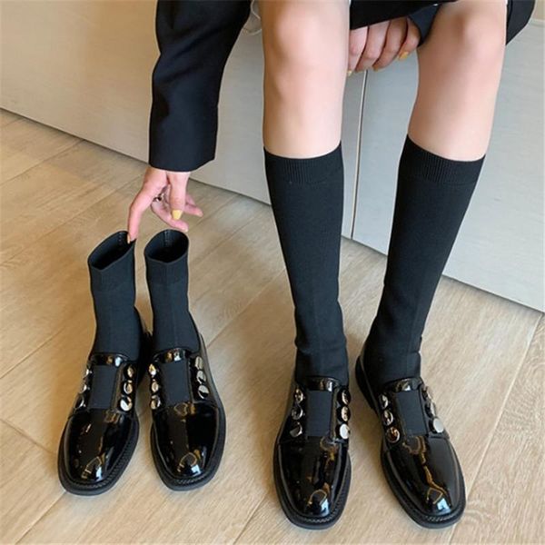 boots pxelena jk japanese genuine leather+knitting women button low heels stretch elastic mid calf lady autumn shoes 2021, Black
boots pxelena jk japanese genuine leather+knitting women button low heels stretch elastic mid calf lady autumn shoes 2021, Black