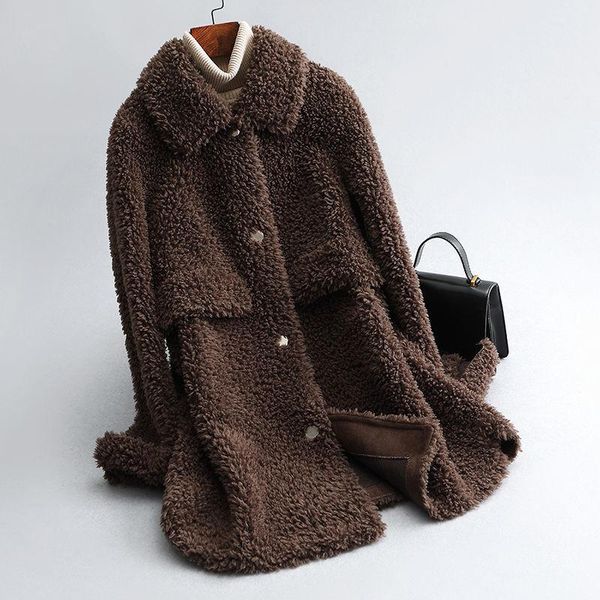women 2021 winter warm genuine fur coat female casual wool thick long jacket lady real sheep sheared elegant plush outerwear b33, Black
women 2021 winter warm genuine fur coat female casual wool thick long jacket lady real sheep sheared elegant plush outerwear b33, Black