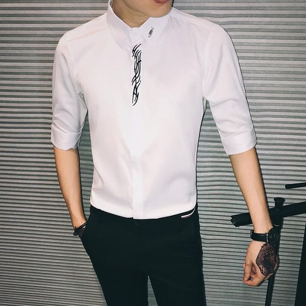 men's casual shirts mens luxury embroidery three quarter sleeve male plus size 3xl camisa masculina party nightclub man, White;black
men's casual shirts mens luxury embroidery three quarter sleeve male plus size 3xl camisa masculina party nightclub man, White;black