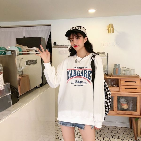 f3e3y spring korean autumn new casual women's and versatile letter printing loose large size round neck sweater sweater student 4617, Black
f3e3y spring korean autumn new casual women's and versatile letter printing loose large size round neck sweater sweater student 4617, Black