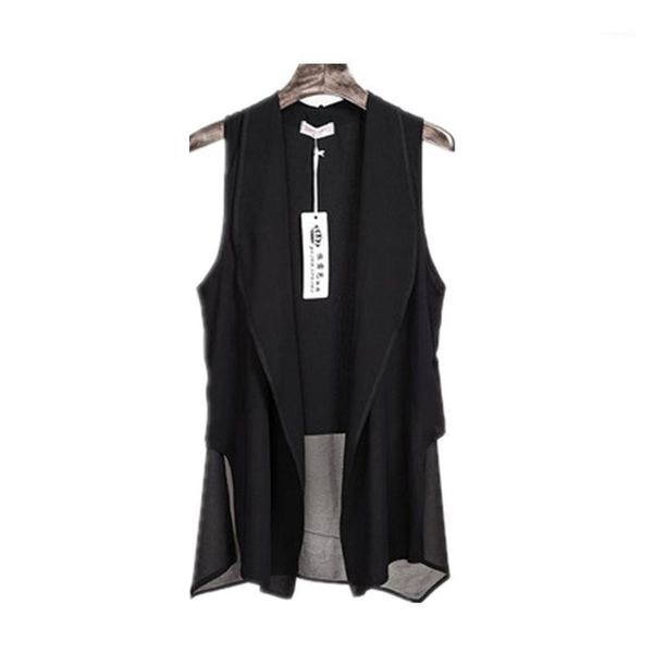 asymmetry white summer long chiffon vests for women korean fashion sleeveless cardigan female vest waistcoat black jacket coat1, Black;white
asymmetry white summer long chiffon vests for women korean fashion sleeveless cardigan female vest waistcoat black jacket coat1, Black;white