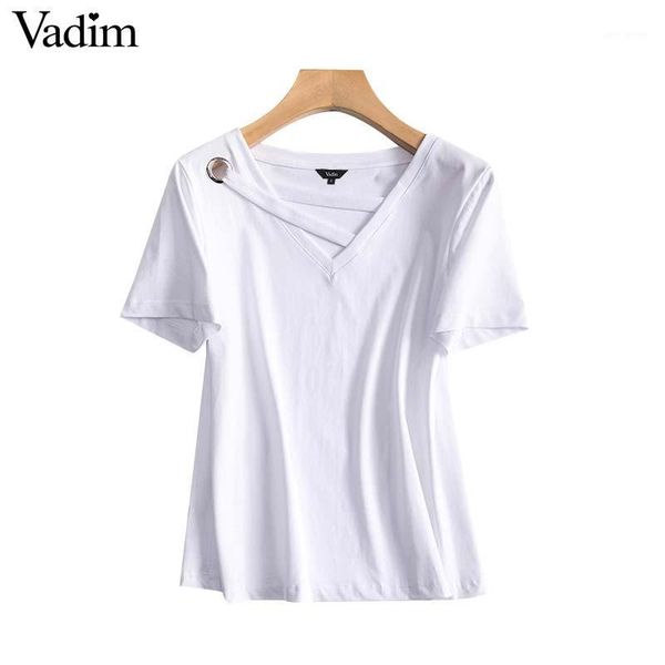 vadim women chic stylish solid v neck tees short sleeve pullover female summer casual simple brand wear shirts da4061, White
vadim women chic stylish solid v neck tees short sleeve pullover female summer casual simple brand wear shirts da4061, White