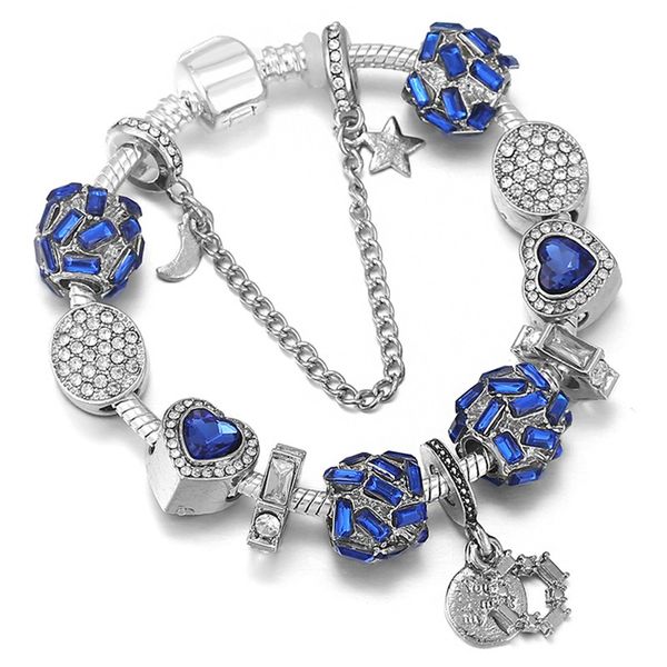 16-21cm new charm bracelet 925 silver fit pandora european bracelets moon & stars blue crystal enamel pendant five petals flower charm bead, Black
16-21cm new charm bracelet 925 silver fit pandora european bracelets moon & stars blue crystal enamel pendant five petals flower charm bead, Black