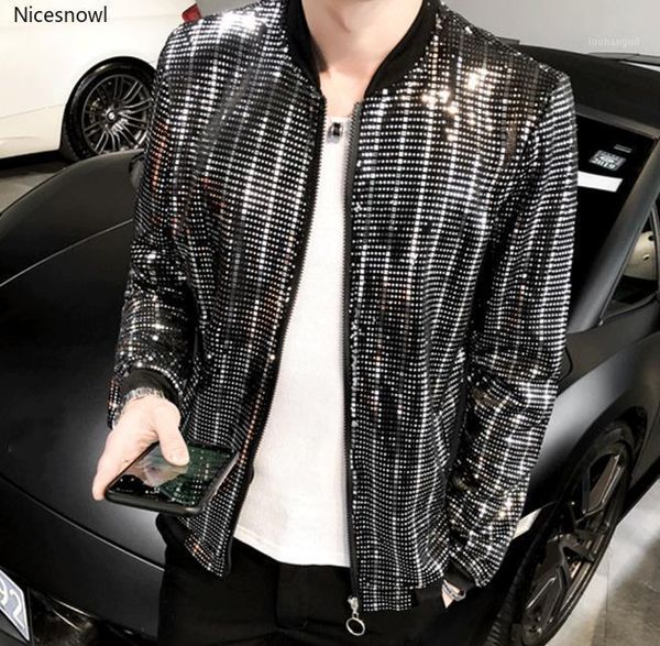 new fashion men shiny sequins long sleeve zip pocket nightclub singer jacket coat1, Black;brown
new fashion men shiny sequins long sleeve zip pocket nightclub singer jacket coat1, Black;brown