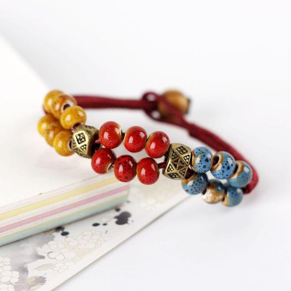 simple beautiful colorful ceramic beaded woven bracelet creative vintage alloy flower ethnic style fashion women's accessories, Golden;silver
simple beautiful colorful ceramic beaded woven bracelet creative vintage alloy flower ethnic style fashion women's accessories, Golden;silver