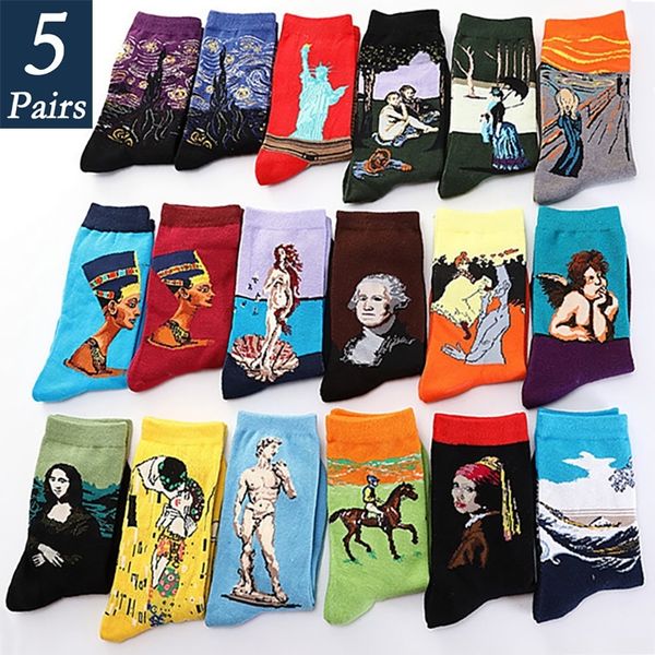 5 pairs women/men cotton art van gogh socks with print funny autumn winter retro painting socks mural fashion happy men's sock 201109, Black;white
5 pairs women/men cotton art van gogh socks with print funny autumn winter retro painting socks mural fashion happy men's sock 201109, Black;white