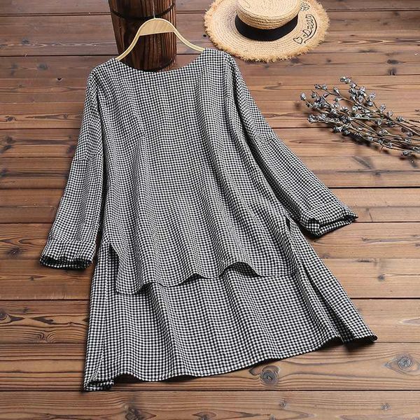 female loose o neck womens autumn irregular blouses zanzea casual plaid print shirts vintage soft blusa feminina oversized, White
female loose o neck womens autumn irregular blouses zanzea casual plaid print shirts vintage soft blusa feminina oversized, White