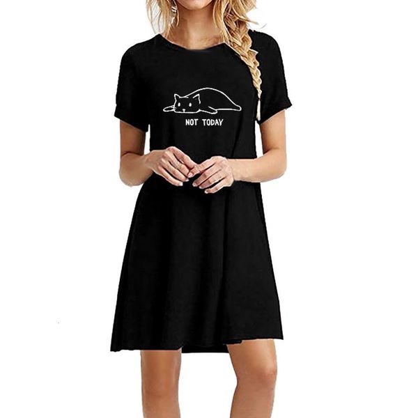 dress women cat pattern a-line print o-neck knee-length print loose black dignified noble short dress summer, Black;gray
dress women cat pattern a-line print o-neck knee-length print loose black dignified noble short dress summer, Black;gray