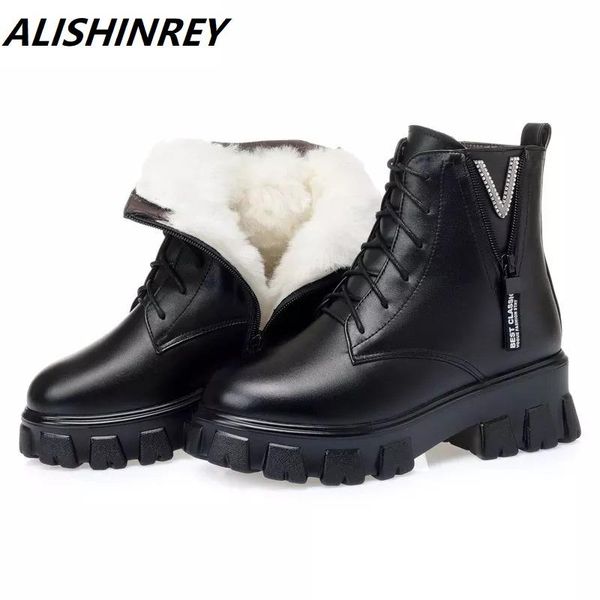 alishinrey women's winter shoe boots 2021 new genuine leather ladies short boots wool warm non-slip platform women's ankle, Black
alishinrey women's winter shoe boots 2021 new genuine leather ladies short boots wool warm non-slip platform women's ankle, Black