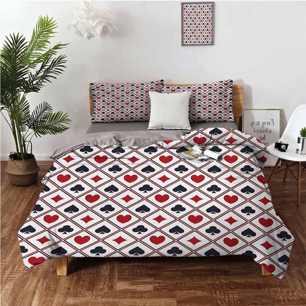 holdem gambler hearts spades diamons success winning modern stylish design artworkbedding 3-piece set
