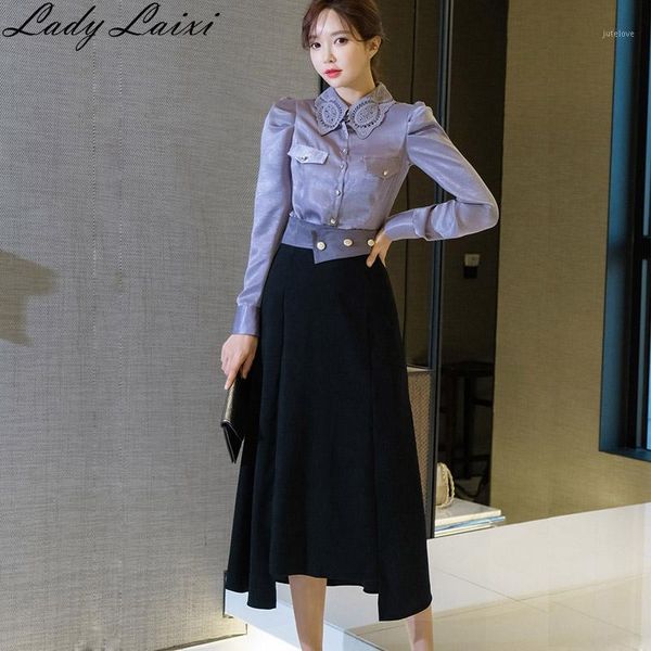 2020 spring woman sets two pieces office lady work shirt +patchwork a-line midi skirt eleagnt slim suit sets1, White
2020 spring woman sets two pieces office lady work shirt +patchwork a-line midi skirt eleagnt slim suit sets1, White