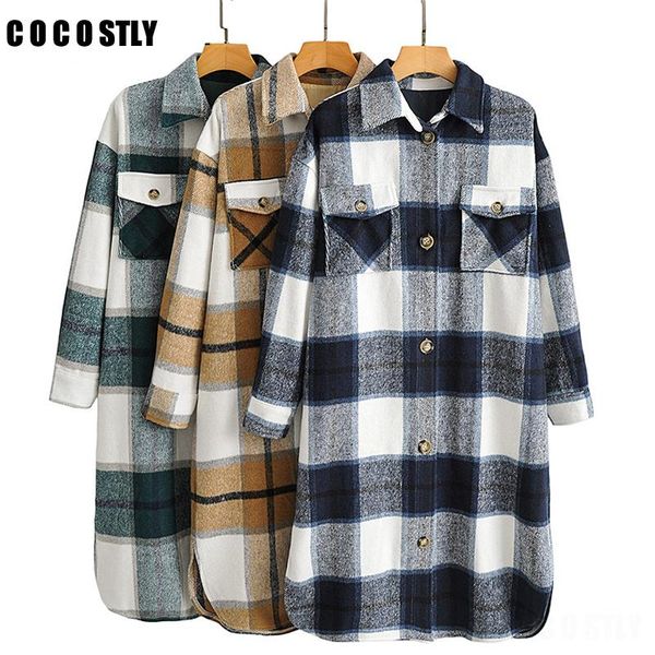 women's jackets autumn winter long jacket women coat warm vintage plaid oversize woolen casual overcoat female outwear, Black;brown
women's jackets autumn winter long jacket women coat warm vintage plaid oversize woolen casual overcoat female outwear, Black;brown