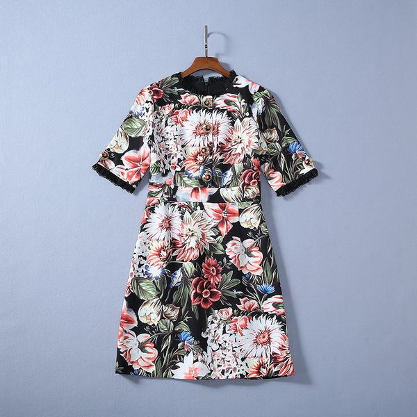2020 new milan runway dress o neck short sleeve print panelled lace designer dress brand same style dress 11-22.1, Black
2020 new milan runway dress o neck short sleeve print panelled lace designer dress brand same style dress 11-22.1, Black
