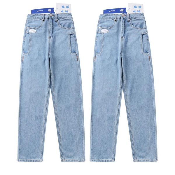 men's jeans 20ss adererror straight men women couple oversize hip-hop street ader, Blue