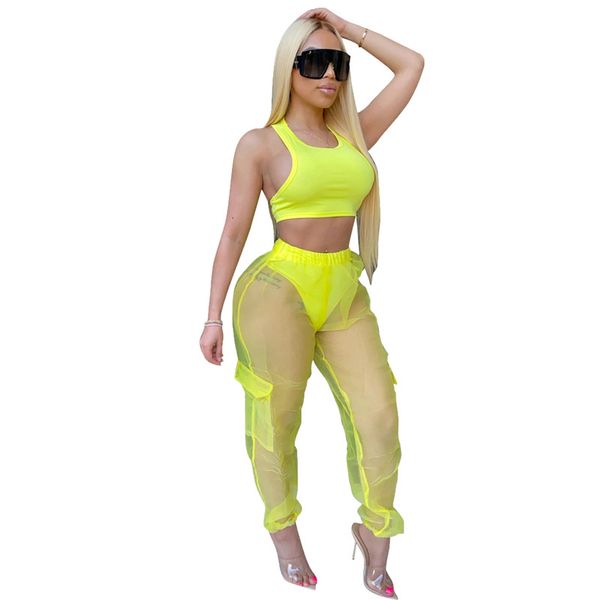 womens summer tracksuits designer 2pcs suits sleeveless perspective pants clothing sets solid color fashion casual female clothes, Gray
womens summer tracksuits designer 2pcs suits sleeveless perspective pants clothing sets solid color fashion casual female clothes, Gray