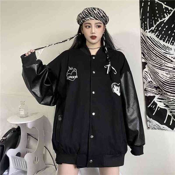 women's jackets jacket female harajuku style ins loose print korean baseball uniform goth s for women coat cayc, Black;brown
women's jackets jacket female harajuku style ins loose print korean baseball uniform goth s for women coat cayc, Black;brown