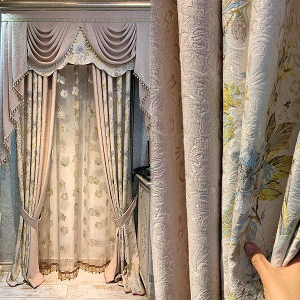 luxury curtains for living dining room bedroom american high-end printed curtains tulle finished product customization
luxury curtains for living dining room bedroom american high-end printed curtains tulle finished product customization