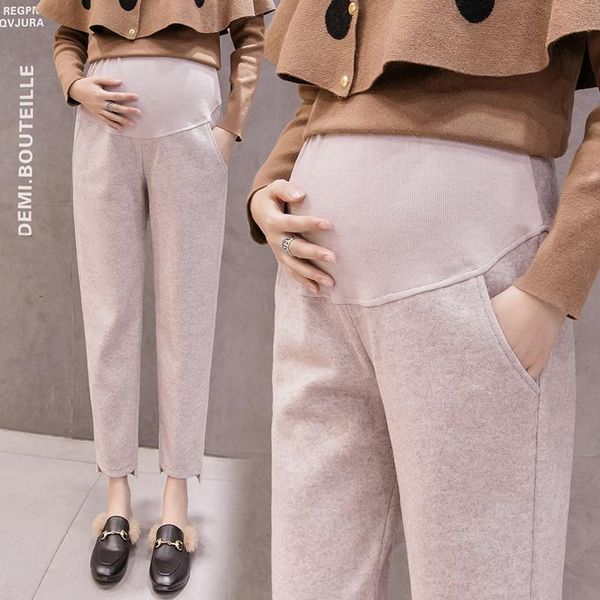 6036# 9/10 winter thick warm woolen maternity straight pants autumn belly pants clothes for pregnant women pregnancy trousers, White 
6036# 9/10 winter thick warm woolen maternity straight pants autumn belly pants clothes for pregnant women pregnancy trousers, White