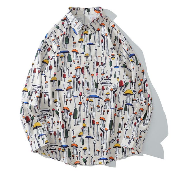 2021 new hip hop hawaiian beach shirts autumn colored mushrooms print harajuku streetwear vintage loose cotton long sleeve shirt men 96, White
2021 new hip hop hawaiian beach shirts autumn colored mushrooms print harajuku streetwear vintage loose cotton long sleeve shirt men 96, White